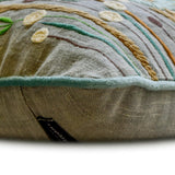 Botanical Bliss - Gray Cotton Linen Throw Cushion Cover