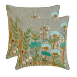Botanical Bliss - Gray Cotton Linen Throw Cushion Cover