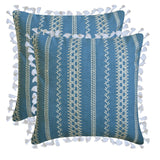 Needlework - Blue Cotton Throw Cushion Cover