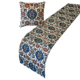 Noori - Velvet Blue Decorative Bed Runner and Cushion Cover