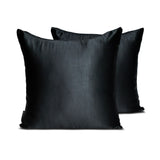 Black Slub Satin Throw Cushion Cover