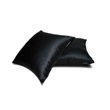 Black Slub Satin - Black Satin Throw Cushion Cover Pack of 2