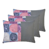 Joyful Jumble V - Violet & Gray Cotton & Faux Leather Lumbar Pillow Cover