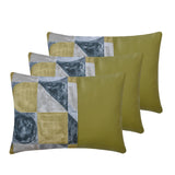 Joyful Jumble C - Chartreuse Green Cotton & Faux Leather Lumbar Pillow Cover