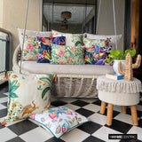 Maurya Paradise - Turquoise Cotton Lumbar Pillow Cover