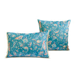 Birdsong Embrace - Blue Velvet Throw Cushion Cover