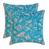 Birdsong Embrace - Blue Velvet Throw Cushion Cover