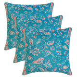 Birdsong Embrace - Blue Velvet Throw Cushion Cover
