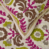 Folk Floral - Cotton Chartreuse & Berry Decorative Bed Runner and Cushion Cover