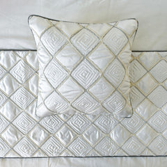 Delilah - Satin Ivory White Decorative Bed Runner and Cushion Cover