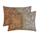 Shimmering Corrosion - Rust & Gold Velvet Lumbar Pillow Cover