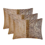 Shimmering Erosion - Ivory & Gold Velvet Lumbar Pillow Cover