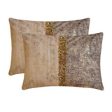 Shimmering Erosion - Ivory & Gold Velvet Lumbar Pillow Cover