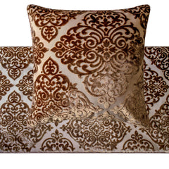 Mabel Brown - Velvet Brown Decorative Bed Runner and Cushion Cover