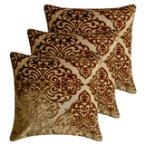 Damask Spell Brown - Brown Velvet Throw Cushion Cover