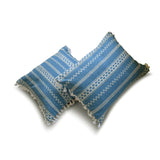 Needlework - Blue Cotton Throw Cushion Cover