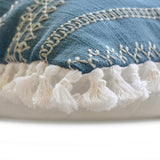 Needlework - Blue Cotton Throw Cushion Cover