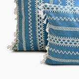 Needlework - Blue Cotton Throw Cushion Cover