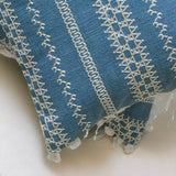Needlework - Blue Cotton Throw Cushion Cover