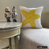 Yellow Starfish - Yellow Cotton Linen Throw Cushion Cover