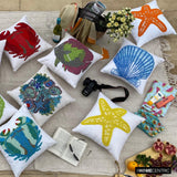 Starfish Island - White Linen Throw Cushion Cover