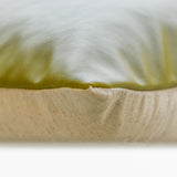 Joyful Jumble C - Chartreuse Green Cotton & Faux Leather Lumbar Pillow Cover