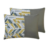 Playful Patch - Chartreuse Green Cotton & Faux Leather Lumbar Pillow Cover