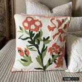Peachy Petals - Peach Cotton Throw Cushion Cover