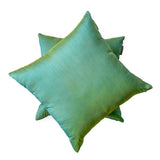 Aqua Yellow Luxury - Aqua Art Silk Throw Cushion Cover Pack of 2