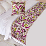 Folk Floral Decorative Bed Runner and Cushion Cover