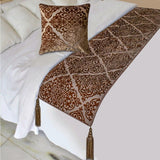 Mabel Brown - Velvet Brown Decorative Bed Runner and Cushion Cover