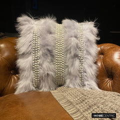 Kitty Fur - Grey Silk Throw Pillow Cover
