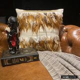 Feathered Pretty - Beige Linen Throw Cushion Cover