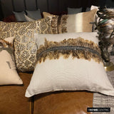 Feather Friend - Beige Linen Throw Cushion Cover