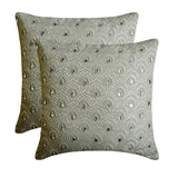 Jeweled Lucia - Silver & Grey Jacquard Throw Cushion Cover