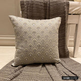 Jeweled Lucia - Silver & Grey Jacquard Throw Cushion Cover