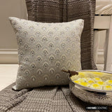 Jeweled Lucia - Silver & Grey Jacquard Throw Cushion Cover