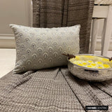 Jeweled Kira - Silver Jacquard Lumbar Cushion Cover