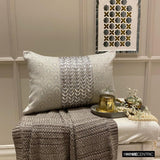 Jeweled Esme - Silver Jacquard Lumbar Cushion Cover