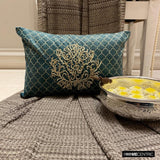 Malika Teal - Teal Velvet Lumbar Cushion Cover