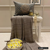 Malika Charcoal - Charcoal Velvet Lumbar Cushion Cover