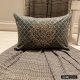 Malika Charcoal - Charcoal Velvet Lumbar Cushion Cover