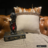 Falling Feathers - Beige Linen Throw Cushion Cover