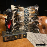 Crystallised Feathers - Beige Linen Throw Cushion Cover