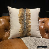 Exotic Feathers - Beige Linen Throw Cushion Cover