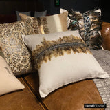 Exotic Feathers - Beige Linen Throw Cushion Cover