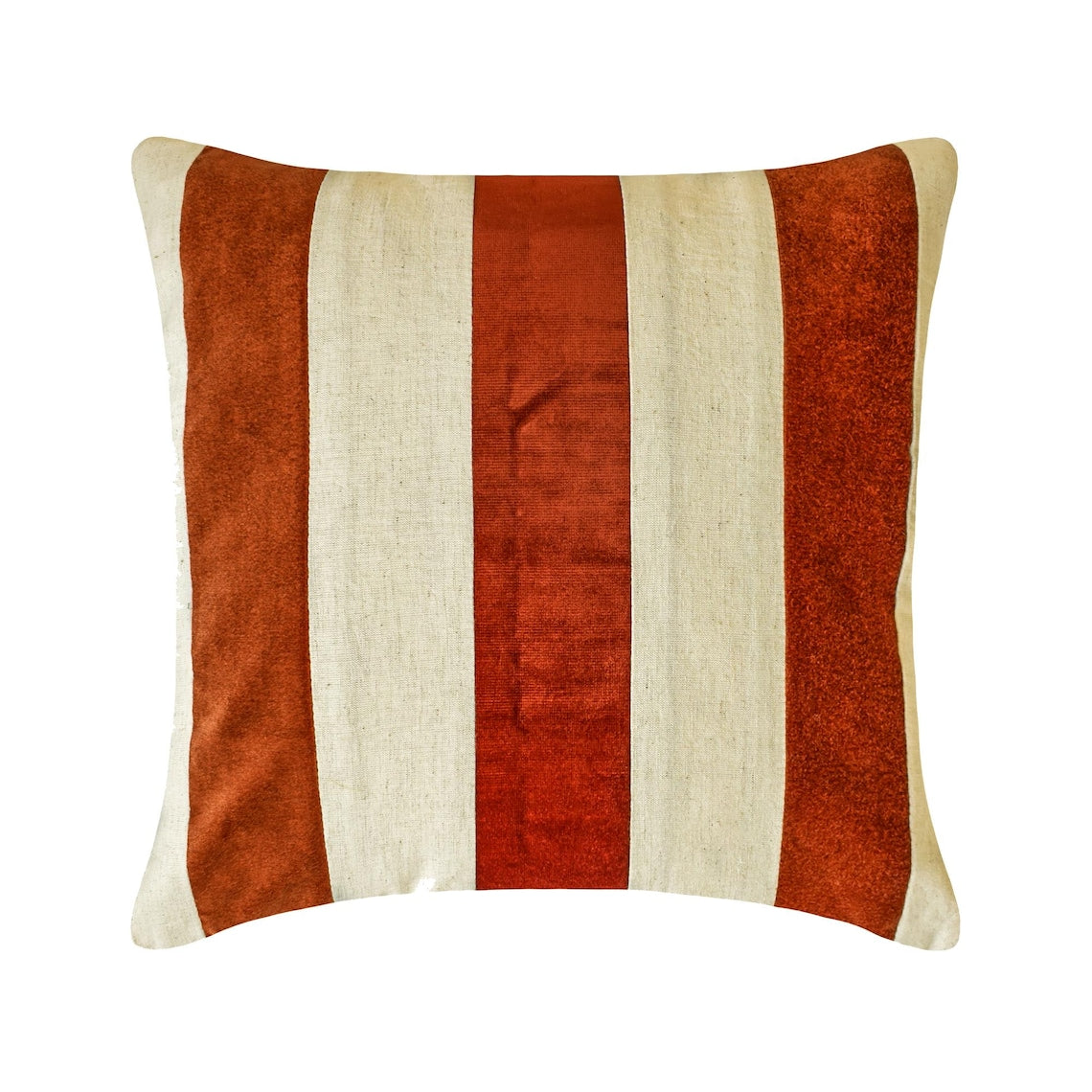 Velvet Band Orange Throw Cushion Cover