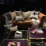 Grey Half Tone - Grey Linen & Faux Leather Throw Cushion Cover