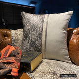 Grey Half Tone - Grey Linen & Faux Leather Throw Cushion Cover