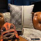 Grey Half Tone - Grey Linen & Faux Leather Throw Cushion Cover